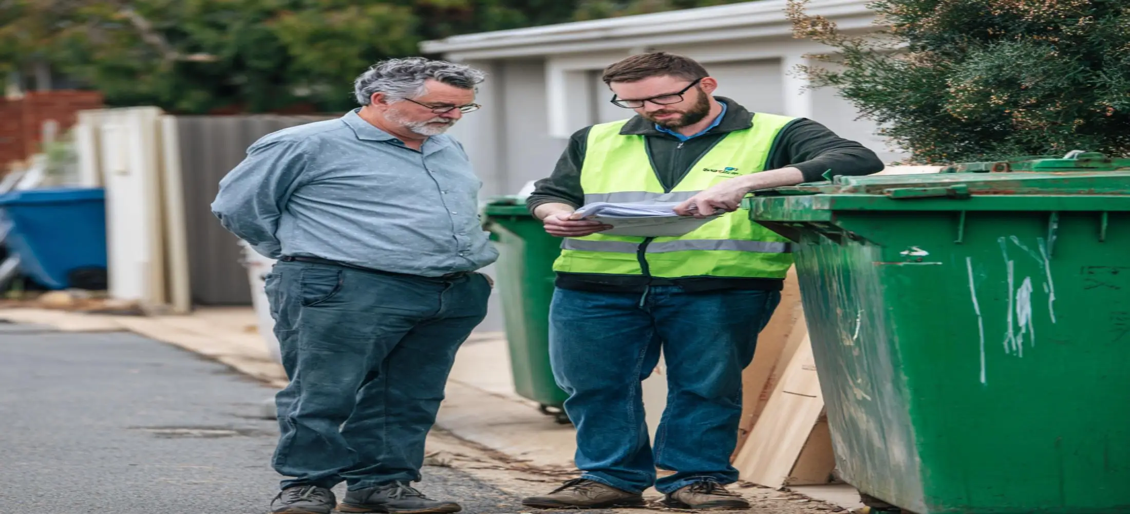 Customer reviewing skip bin size recommendations before booking a cheapest skip bin Bunbury service